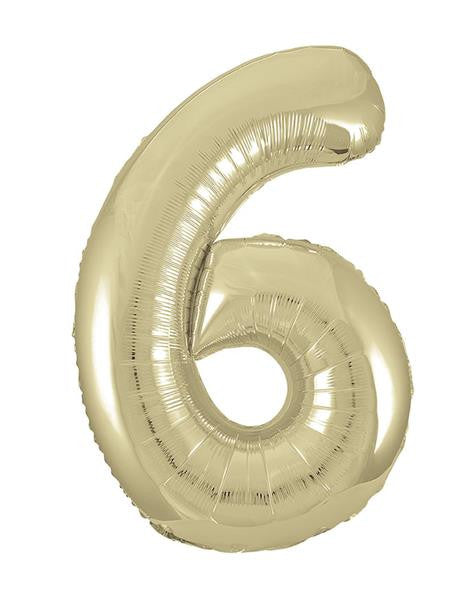 Foil Numbers Metallic White Gold Balloons | 34"