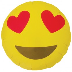 Foil Round Heart Eyes Emoji Balloon | 18"