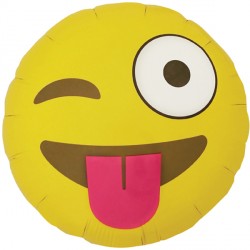 Foil Round Winking Emoji Balloon | 18"