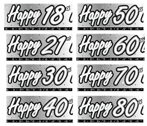 Black & Silver 'Age' Birthday Foil Banners | 9ft