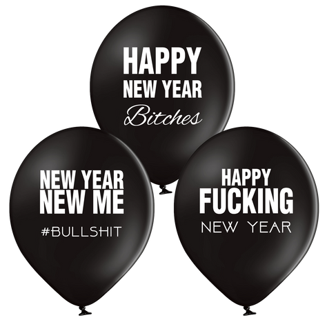 'Happy New Year' Latex Rude Balloons Set