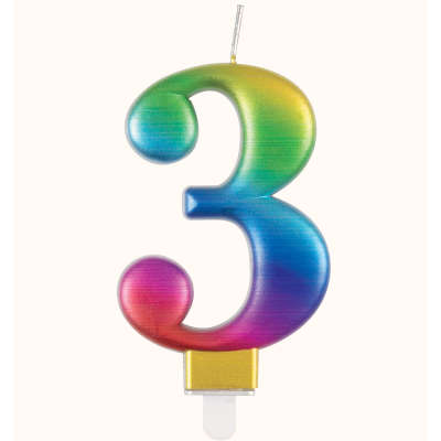 Multiple Numbers -Metallic Ombre Rainbow Single Number Candles