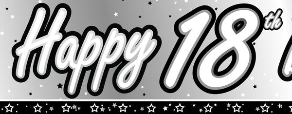Black & Silver 'Age' Birthday Foil Banners | 9ft