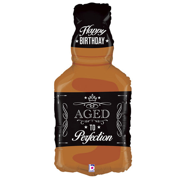 Foil Shape Aged To Perfection Whiskey Bottle Balloon | 34"