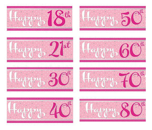 Pink 'Age' Birthday Foil Banners | 9ft