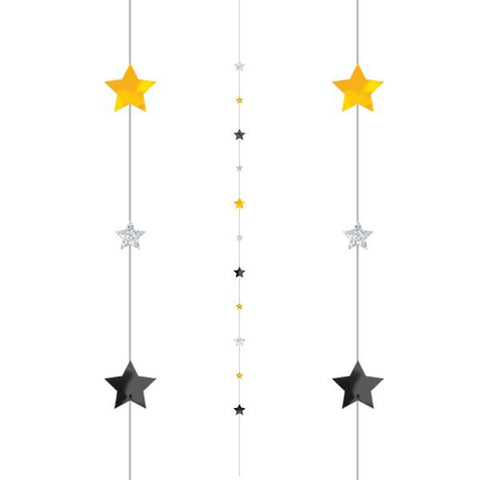 Black, Silver & Gold Stars Fun String | 1.82m