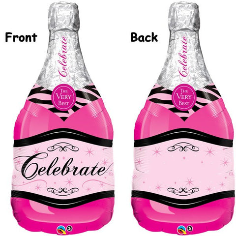 Foil Shape Pink Bubbly Bottle Balloon B | 39"