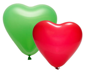 Christmas Latex Heart Red & Green Balloons Pack | 12"
