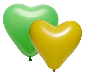 Easter's Latex Heart Green & Yellow Balloons Pack | 12"