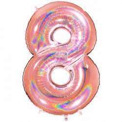 Foil Numbers Holographic Rose Gold Balloons | 40"