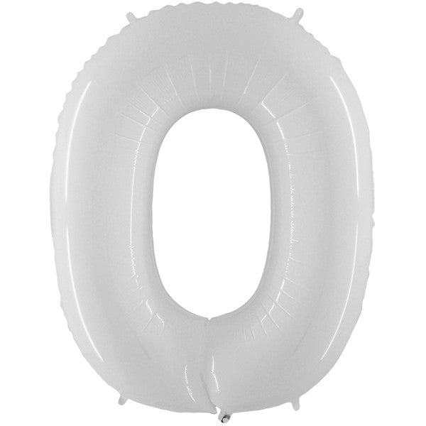 Foil Numbers Metallic White Balloons | 40"