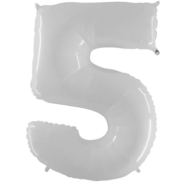 Foil Numbers Metallic White Balloons | 40"