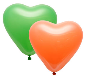 St Patrick's Latex Heart Green & Orange Balloons Pack | 12"