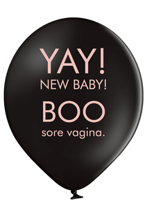 'BOO Sore Vagina' New Baby/Birth Latex Balloons